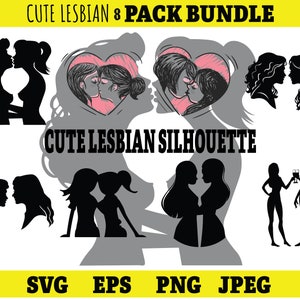 Cute Lesbian Silhouette SVG, Lesbian SVG, Pride Love SVG, Lesbian Valentine svg, Lesbian couple Instant Download Clipart