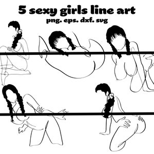 5 Sexy Frauen Umriss SVG, sexy Mädchen Umriss Silhouette, Intimität Linie Kunst, minimalistische Kunst, sexy Frauen Linie Zeichnung, nackte Körper Umriss