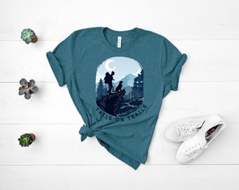Tails On Trails Short-Sleeve Unisex T-Shirt, Hiking Dog Womens Shirt, Dog Mom Favorite Gift