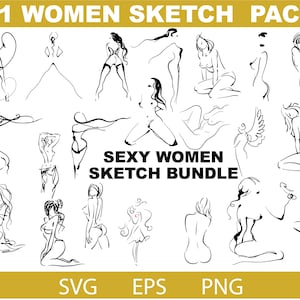 21 Sexy Women Sketch SVG, Erotic Woman Sketch Silhouette, Line body art, Woman Minimalist art, Women Line Drawing, Nude Body Outline