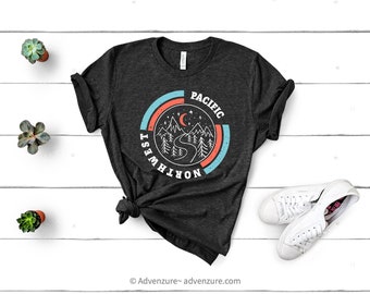 Pacific Northwest Graphic Short-Sleeve Unisex T-Shirt, PNW tee, PNW apparel, Explore the Majestic Pacific Northwest