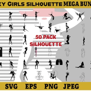 Svg, Eps, Png, Jpg Sexy Frauen Silhouette Clip Art Mega Bundle, 50 Pack Sexy Girls Silhouette, Sofortiger Download,
