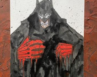 The Batman 2 Gothic Creepy Dark Art Dark Fantasy DC Comics Dark Knight 17x 26.5 original Art by Dansmonsters