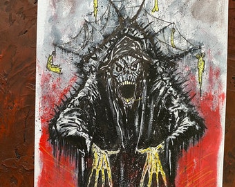 Bone Collector Gothic Creepy Dark Art Dark Fantasy Horror Grimdark  Original Art by Dansmonsters  A4 21x 29.7cm