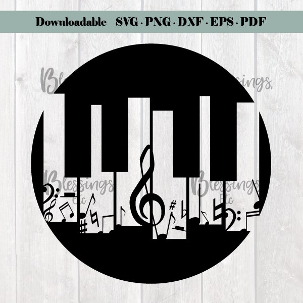 Piano Keys SVG musical notes downloadable commercial license eps, pdf, dxf, png, svg