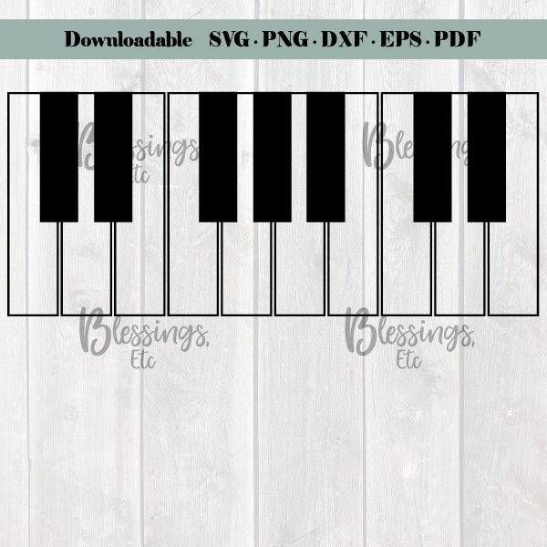 Piano Keys straight DOWNLOADABLE commercial license svg, eps, pdf, png, dxf Musical notes