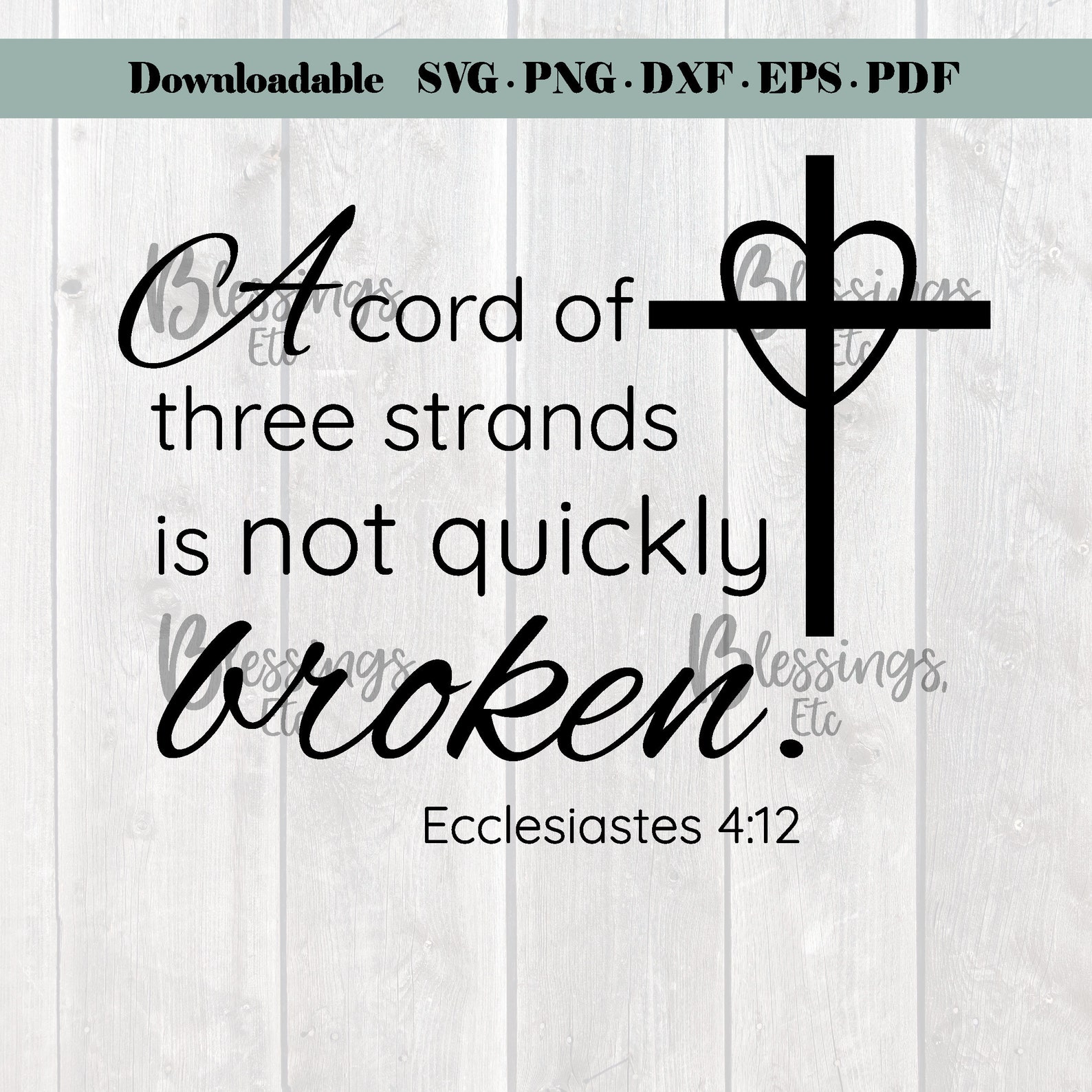 A Cord of Three Strands is Not Quickly Broken Christian SVG Etsy UK