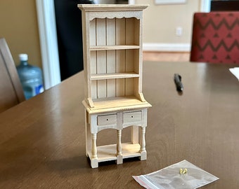 Dollhouse Miniature Unfinished Cupboard Miniature Hutch Dollhouse Kitchen Cabinets Dollhouse Cupboard 1:12 Scale Furniture