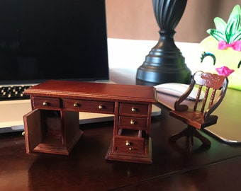 1:12 Scale Dollhouse Furniture Miniature,  2-Pc. Traditional Desk & Chair Set