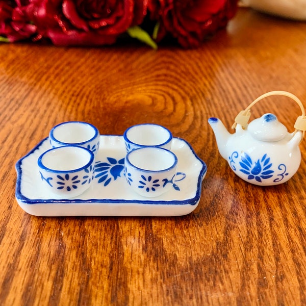 Dollhouse Miniature Tea Set,1:12, Ceramic