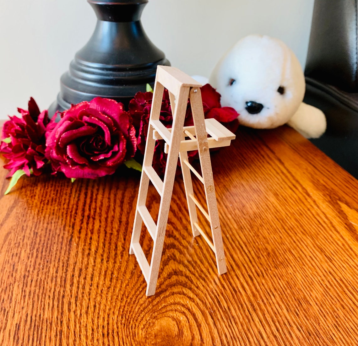 Wooden Folding Step Ladder With Paint Shelf Miniature Etsy