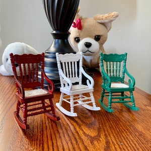 Dollhouse Miniature Wooden Rocking Chair 1:12 for Crafts, in Bulk, Small Wooden Rocking Chair, Doll Rocking Chair