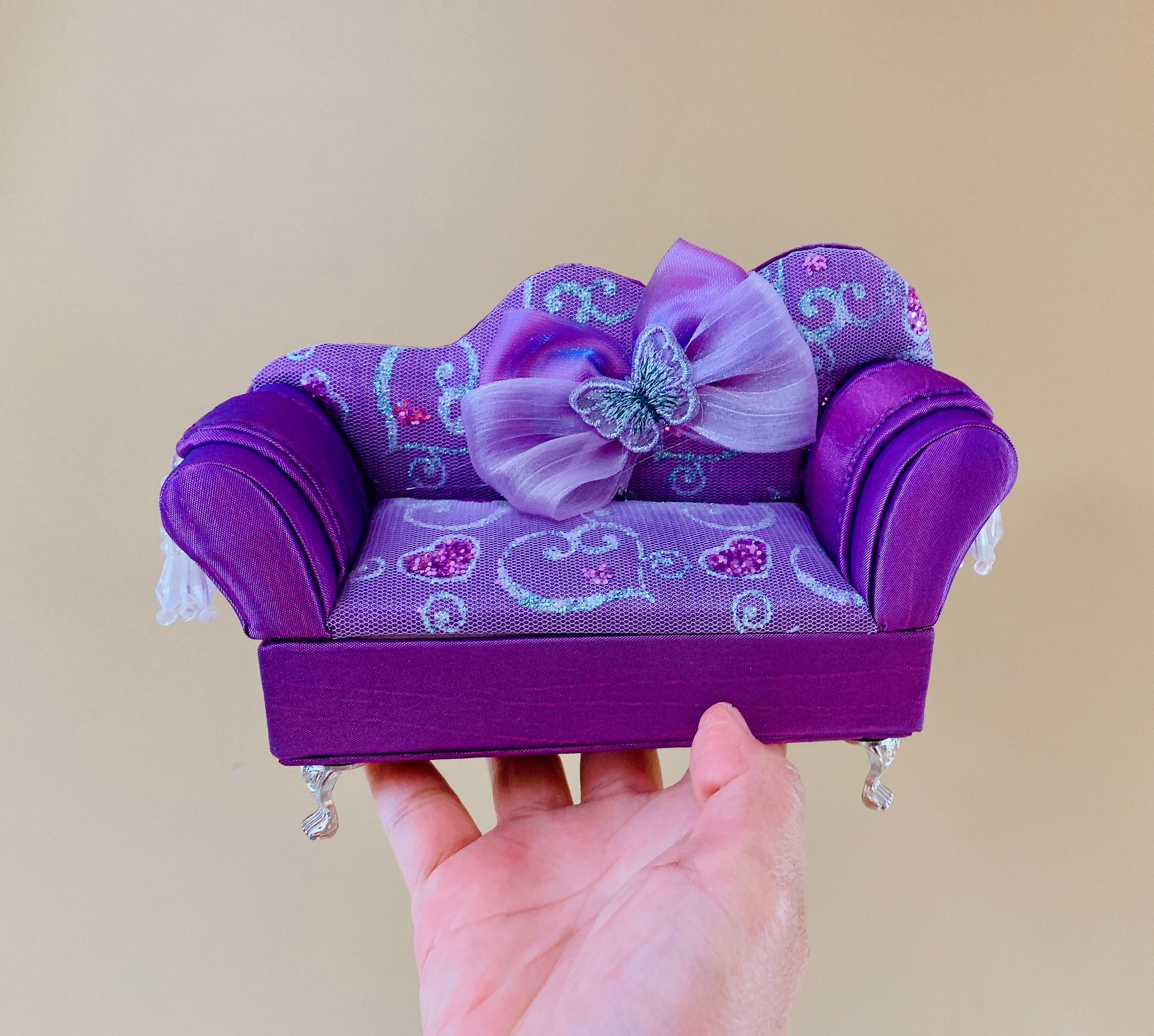 Couch Jewelry Box Dolls House Miniature Furniture Velvet Etsy