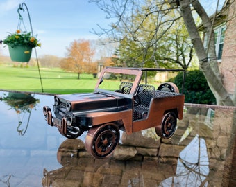 Retro Fer Forgé Jeep Tin Off-road Car Metal Model Home Office Desktop Décoration