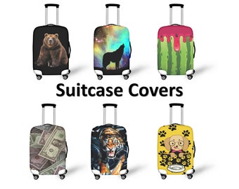 Housse de protection de valise de bagage, Protecteur de housse de bagage approuvé par la TSA, été, ours, forêt, argent