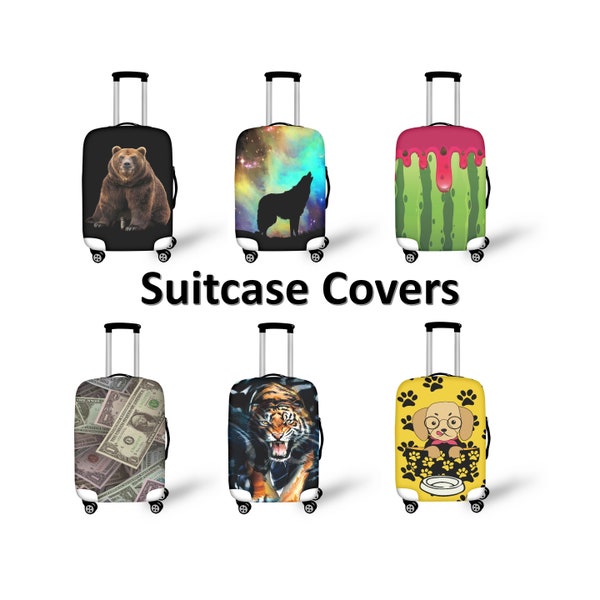 Luggage Suitcase Protective Cover, Luggage Cover Protector TSA Approved, Summer, Bear, Forest, Money