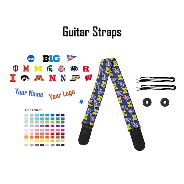 Personalized Guitar Strap, Logos Names Faces Available, Custom Guitar Strap, Bass Guitar Strap, Guitar Straps