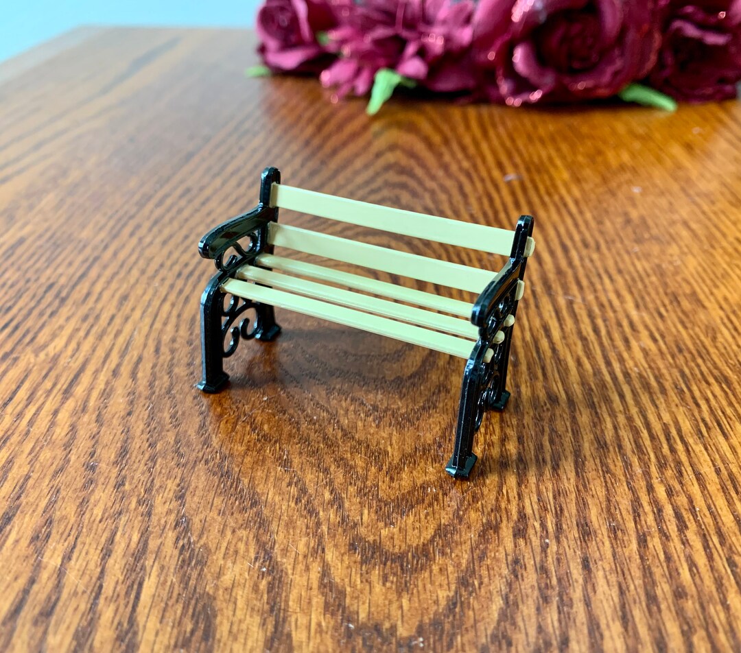 112 Dollhouse Miniature Park Bench, Mini Garden Park Alloy Chair Seat