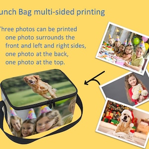 Imprimer la photo sur un sac à lunch, une boîte à lunch personnalisée ou une glacière, un sac à lunch personnalisé, une boîte à lunch pour la rentrée scolaire