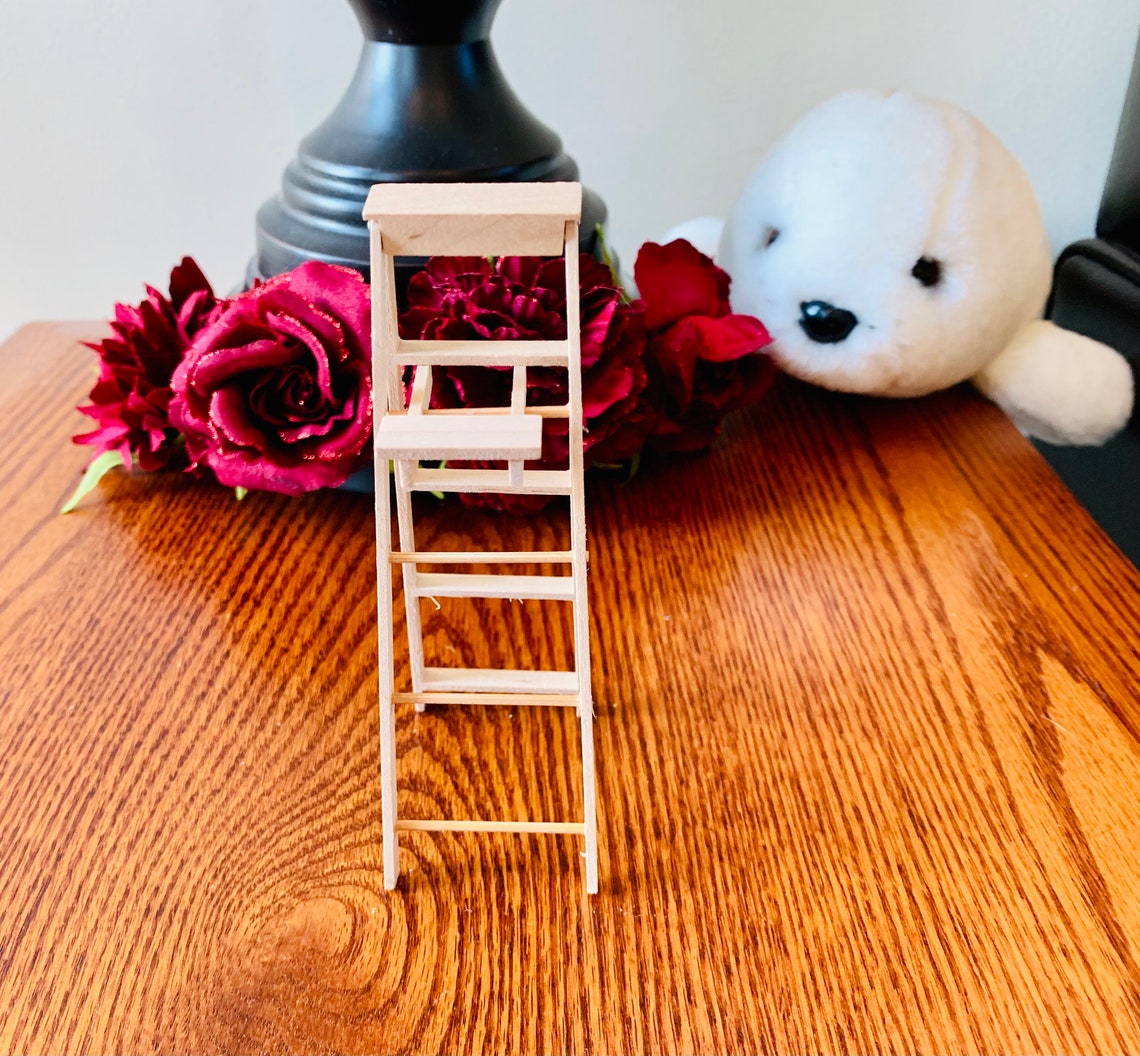 Wooden Folding Step Ladder With Paint Shelf Miniature Etsy