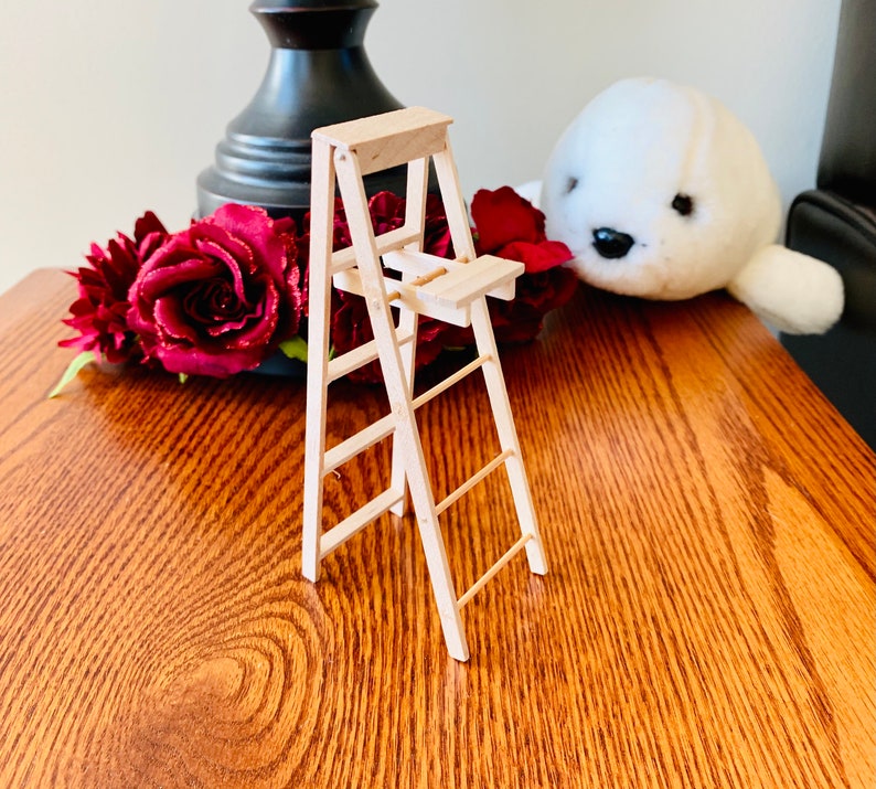 Wooden Folding Step Ladder With Paint Shelf Miniature Etsy