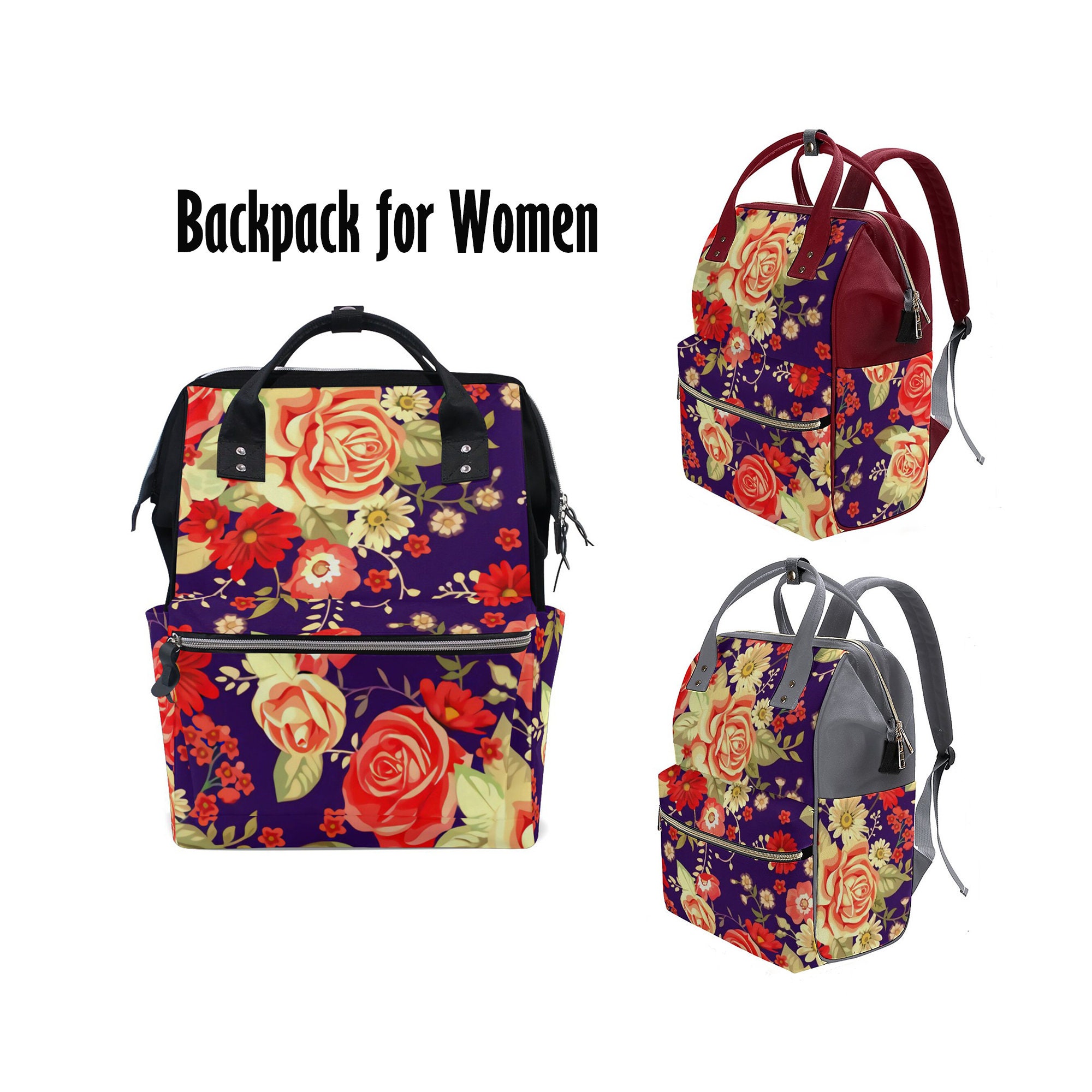Anello Black Floral Faux Leather Mini Backpack