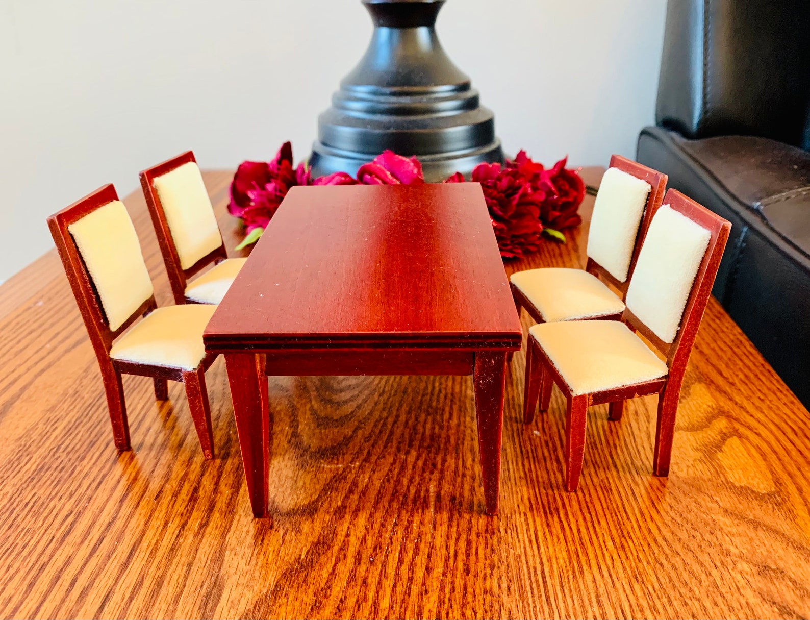 Miniature Dining Set Miniature Table and 4 Chairs Miniature Etsy