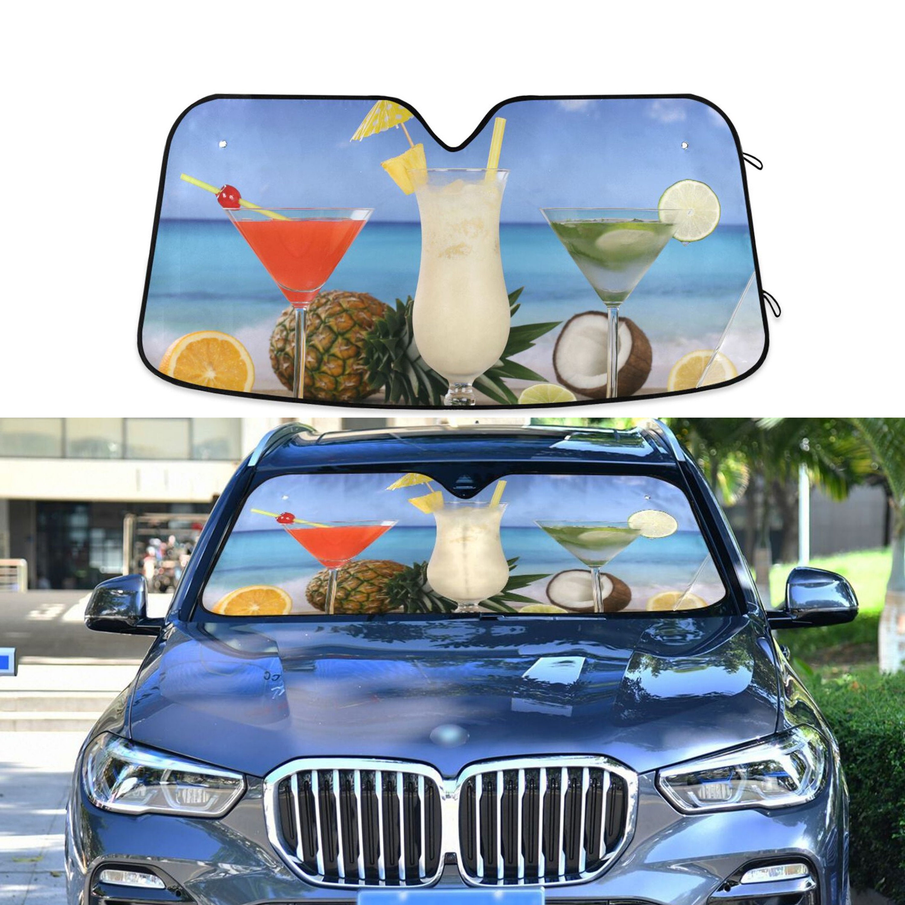 Discover Beach Cocktails Vacation Car Sun Shade