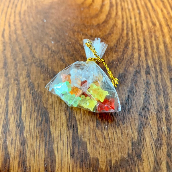1:12 Scale Miniature Bear Candy, Mini Candy Jar Bag Dollhouse Food, Sweets, 2 Bags