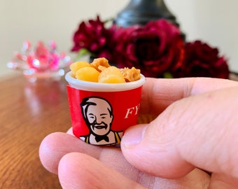 1:6 Scale Dollhouse Miniature Fried Chicken Corn Bucket Mini Family Bucket Model Fast Food BJD Doll Accessory