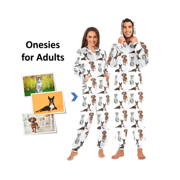 Personalized Onesies for Adults One Piece PJs Matching Onesies Pajamas Sleepwear Funny Matching Christmas onesies Onesies for Couples