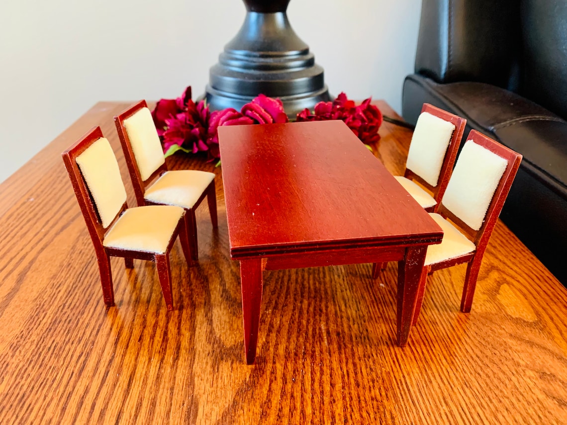 Miniature Dining Set Miniature Table and 4 Chairs Miniature Etsy