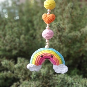 Rainbow Baby Stroller Mobile, Rainbow Rattle, Hanging Mobile, Play gym toy, Car seat toy, Pram Toy, New baby gift, rainbow baby, babyshower
