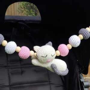 Toy chain for stroller pram garland Cat Kitten baby mobile hanging toy crochet rattle decoration car seat toy cot crib clip on toy