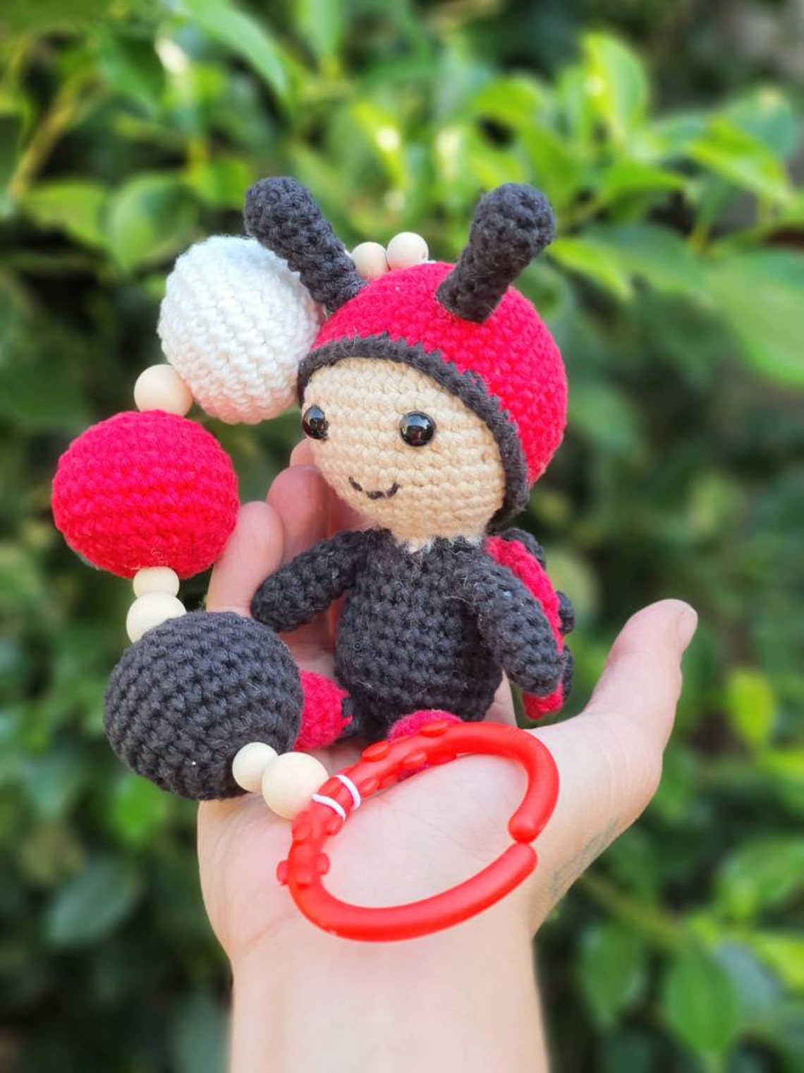 Ladybug Rattle Pram Stroller Mobil Clip on Hanging Toy Etsy