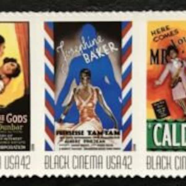 Vintage Black Cinema Block Of 5 42c Postage Stamps - Sc# 4336-4340 - MNH - DC151