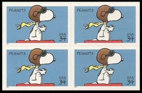 2001 Peanuts Comic Streifen Snoopy Block Von 4 34C Briefmarken | Etsy