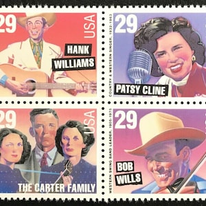 1993 Musique country et western Bloc de 4 timbres-poste 29c, Sc# 2771-2774, MNH