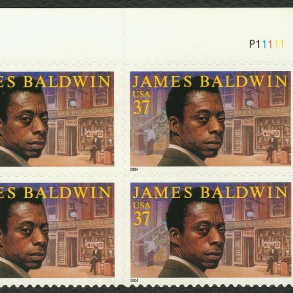James Baldwin Black Heritage Plate Block of 4 37c Postage Stamps - MNH, OG - Sc# 3871