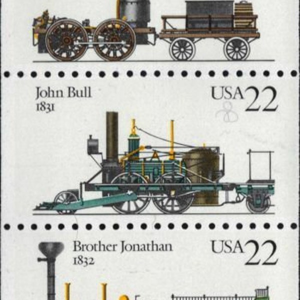 1987 Steam Locomotive Trains Pane Of 5 22c Postage Stamps, Sc#2362-2366, MNH, OG