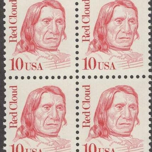 1987 Red Cloud Native American Block of 4 10c Stamps - MNH,OG - Sc# 2175- CY1111