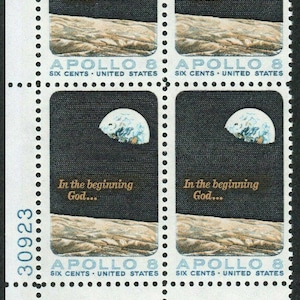 1969 Weltraum Apollo 8 Teller 4er Block 6c Briefmarken, Sc#1371, postfrisch, OG