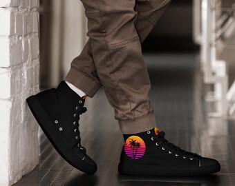 Sunset Surf Men's high top canvas shoes