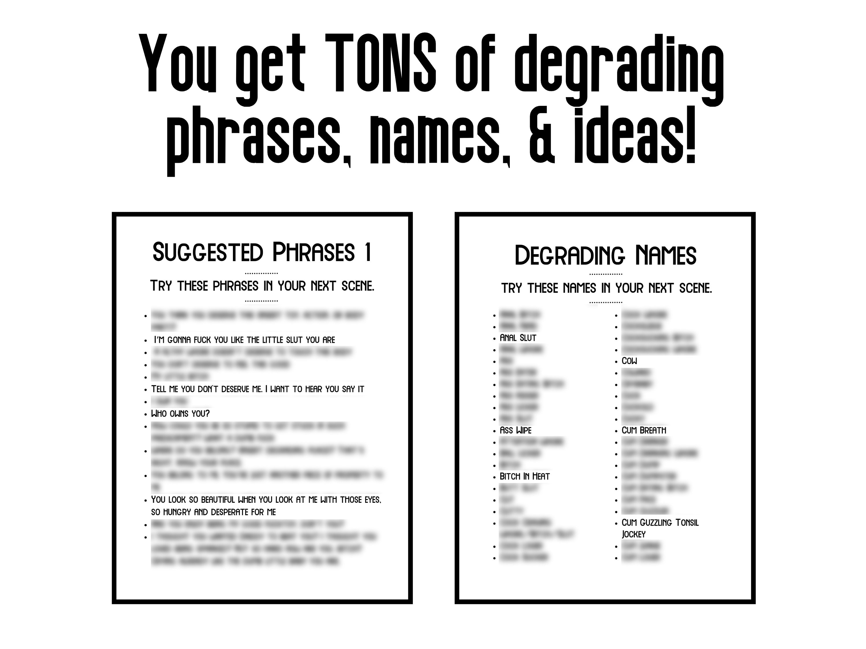 Humiliation Degradation Kink Workbook & Guide, BDSM Degrading Things to