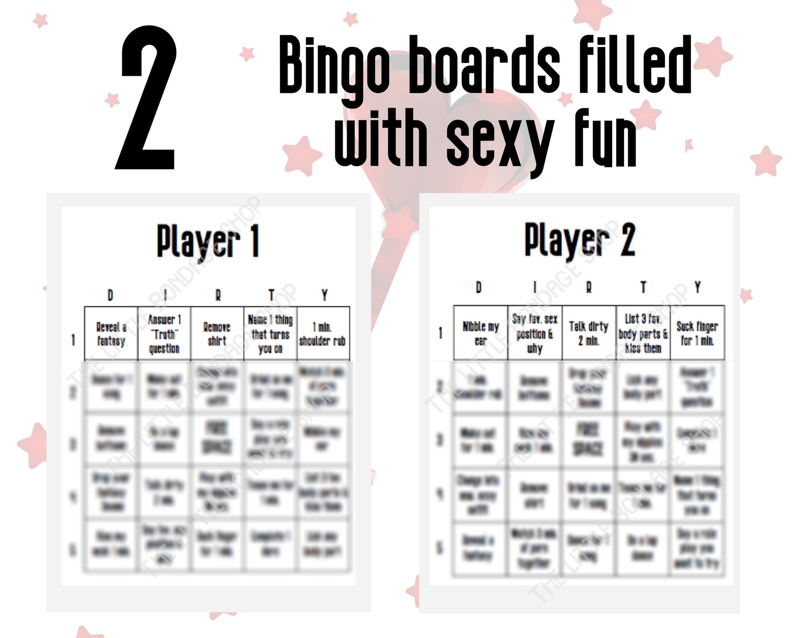 Sexy Bingo Foreplay Game for Couples, Dirty Valentines Gift for