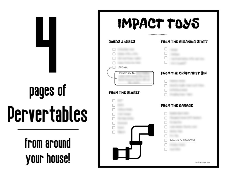 Impact Play Pervertables Checklist & Guide for Spanking, DIY BDSM Toys, Homemade Sex Etsy