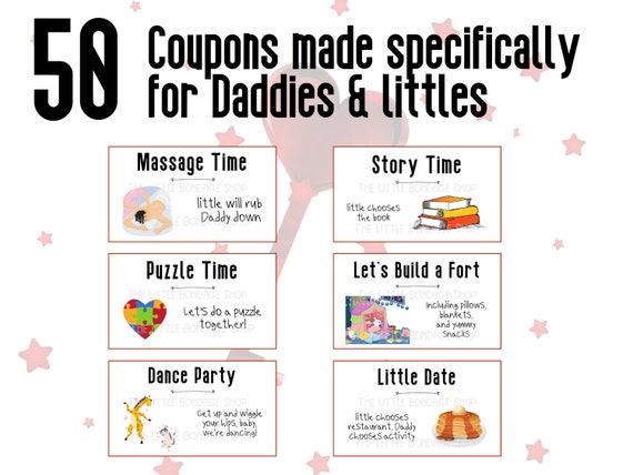 Naughty Valentine/'s Day Printable Kinky Coupons and Little Date Nights for DDlg /& DDlb Daddy BDSM Gift