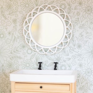 Florina Scallop Mirror | White Black Natural Wood | Living Room Bathroom | Macy Mae 1:12 Scale Miniature Dollhouse Accessories & Furniture