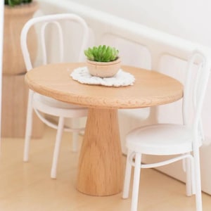 Round Bistro Dining Table | Wood | Kitchen Dining Room Patio Bedroom | Macy Mae 1:12 Scale Miniature Dollhouse Accessories & Furniture