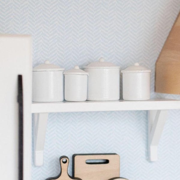 Dollhouse Kitchen Canister Storage Set | White | 1:12 Scale Miniature Accessory